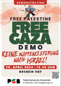 Free Gaza! Demo am 20. April 2024, 15.30 Uhr ab Hauptbahnhof @ Hauptbahnhof