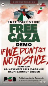 Free-Gaza-Demonstration am 2. November 2024 @ Hauptbahnhof