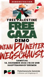 Free-Gaza-Kundgebung und Demonstration am 14.12.2024 @ Hauptbahnhof